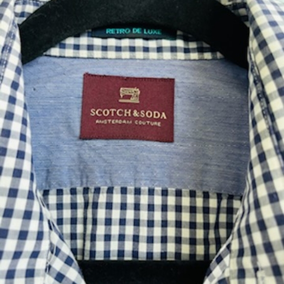 SCOTCH & SODA Retro de Luxe Casual, blue and white checkered, button down shirt - Picture 2 of 5